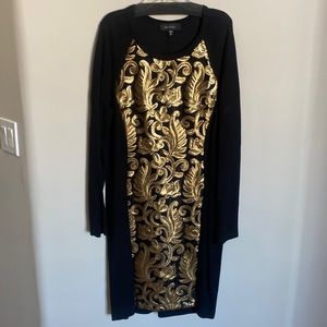 Karen Kane black/gold sequin knit dress